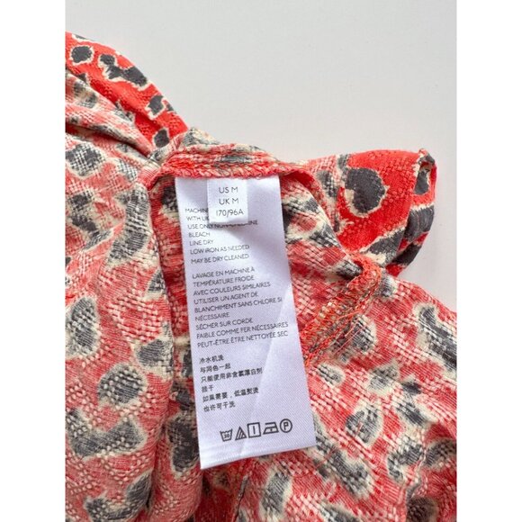 FREE PEOPLE C'est Moi Orange Leopard Printed Long Duster Maxi Blouse Top, Size M - Picture 13 of 15